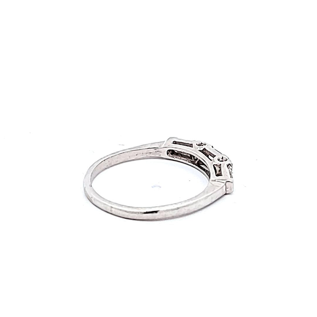 0.30 Carat Baguette and Round Brilliant Shape G-VS2 Diamond Platinum Band Ring