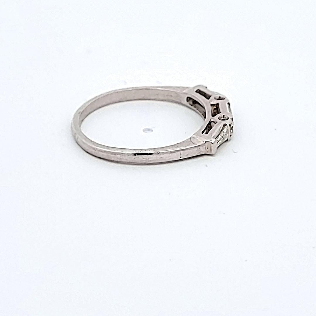 0.30 Carat Baguette and Round Brilliant Shape G-VS2 Diamond Platinum Band Ring