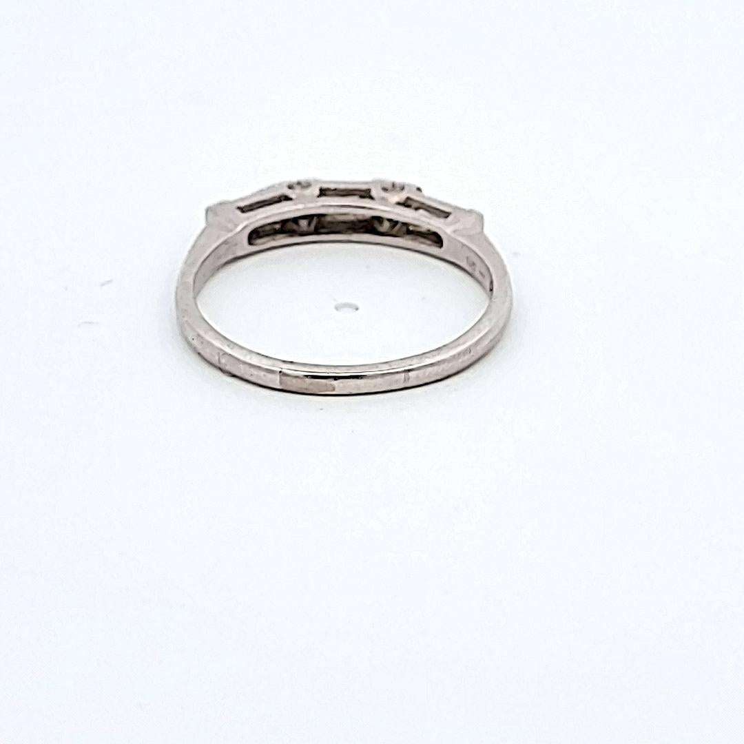 0.30 Carat Baguette and Round Brilliant Shape G-VS2 Diamond Platinum Band Ring
