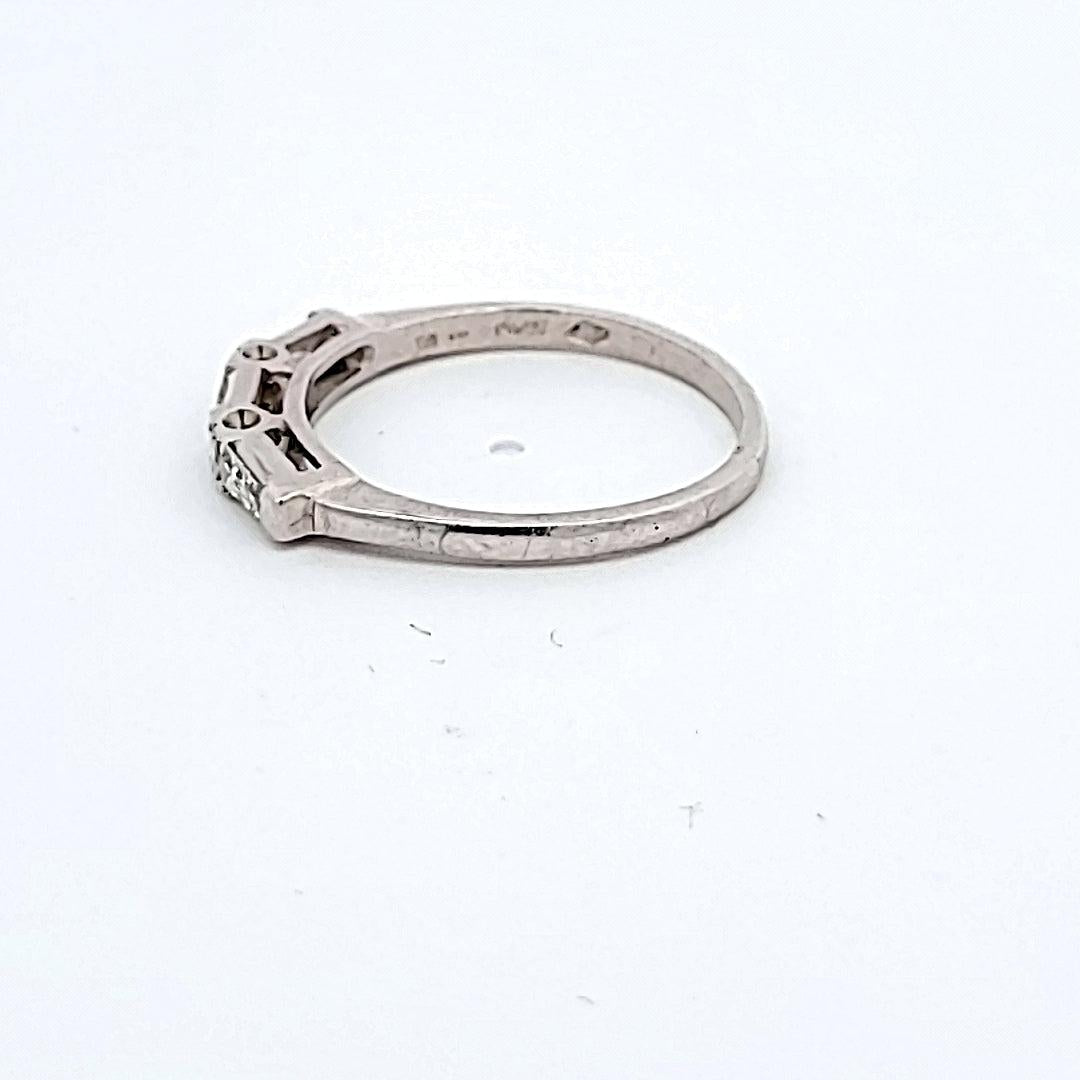 0.30 Carat Baguette and Round Brilliant Shape G-VS2 Diamond Platinum Band Ring