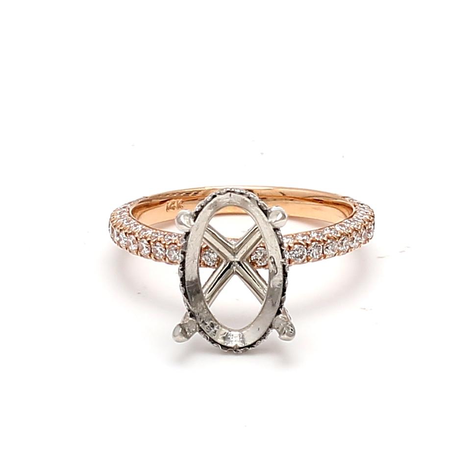 2.18 Carat Round Brilliant H SI1 Diamond 14 Karat Rose Gold Semi Mount Ring