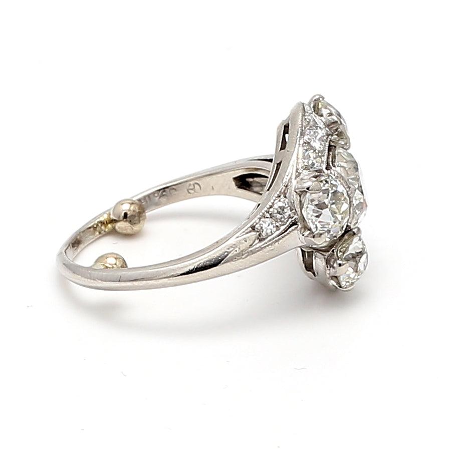 2.74 Carat Round Brilliant I-SI1 Diamond Platinum Cluster Ring