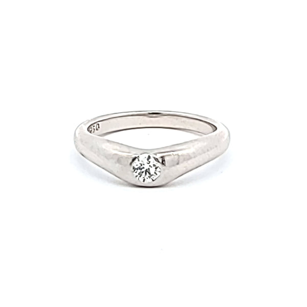 Vintage 0.20 Carat Round Brilliant E-VS1 Diamond Tiffany and Co Platinum Wedding Band Ring
