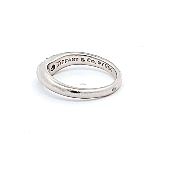 Vintage 0.20 Carat Round Brilliant E-VS1 Diamond Tiffany and Co Platinum Wedding Band Ring
