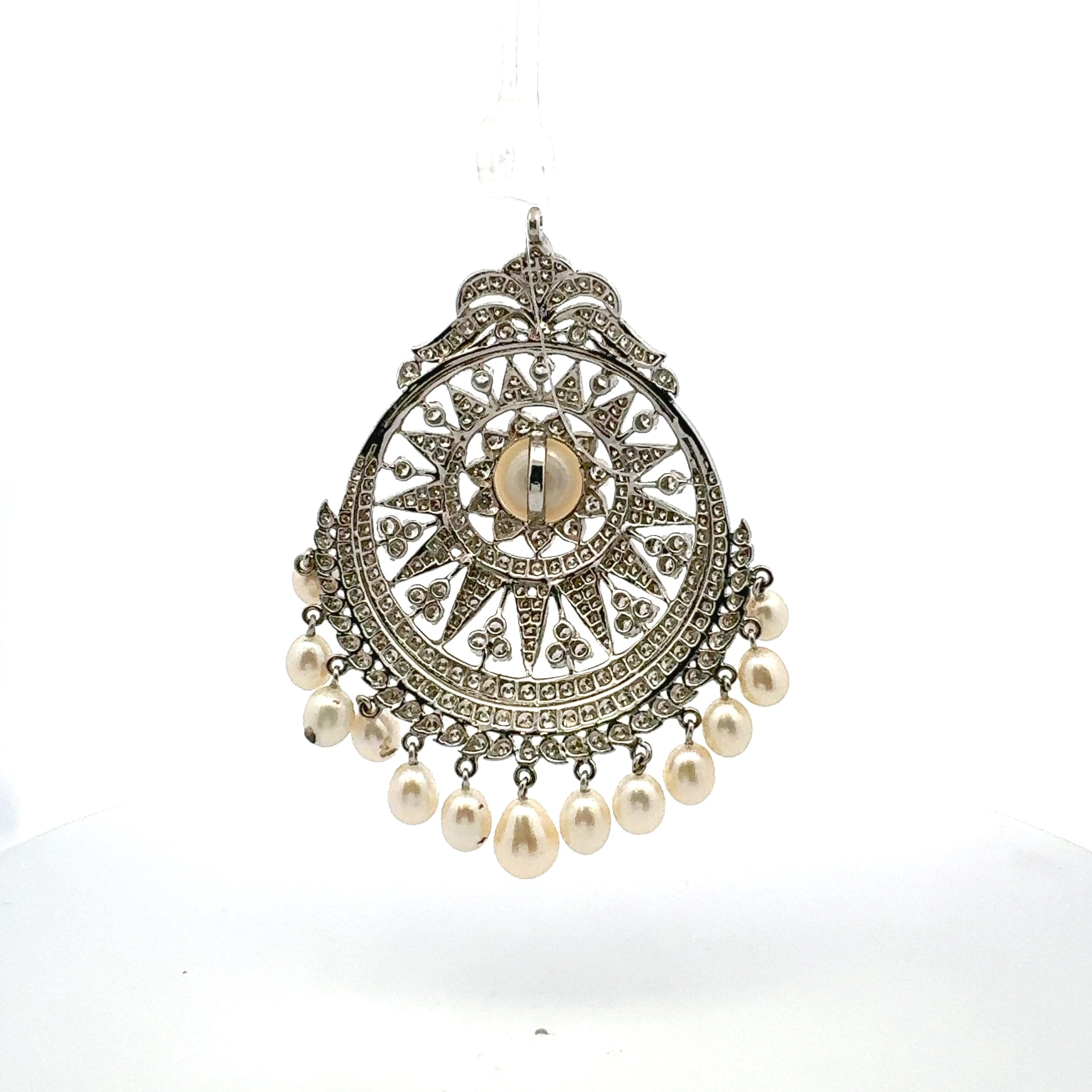 Vintage 21.05 Grams 3.15 Carat Round Brilliant Diamond Silver Pendant