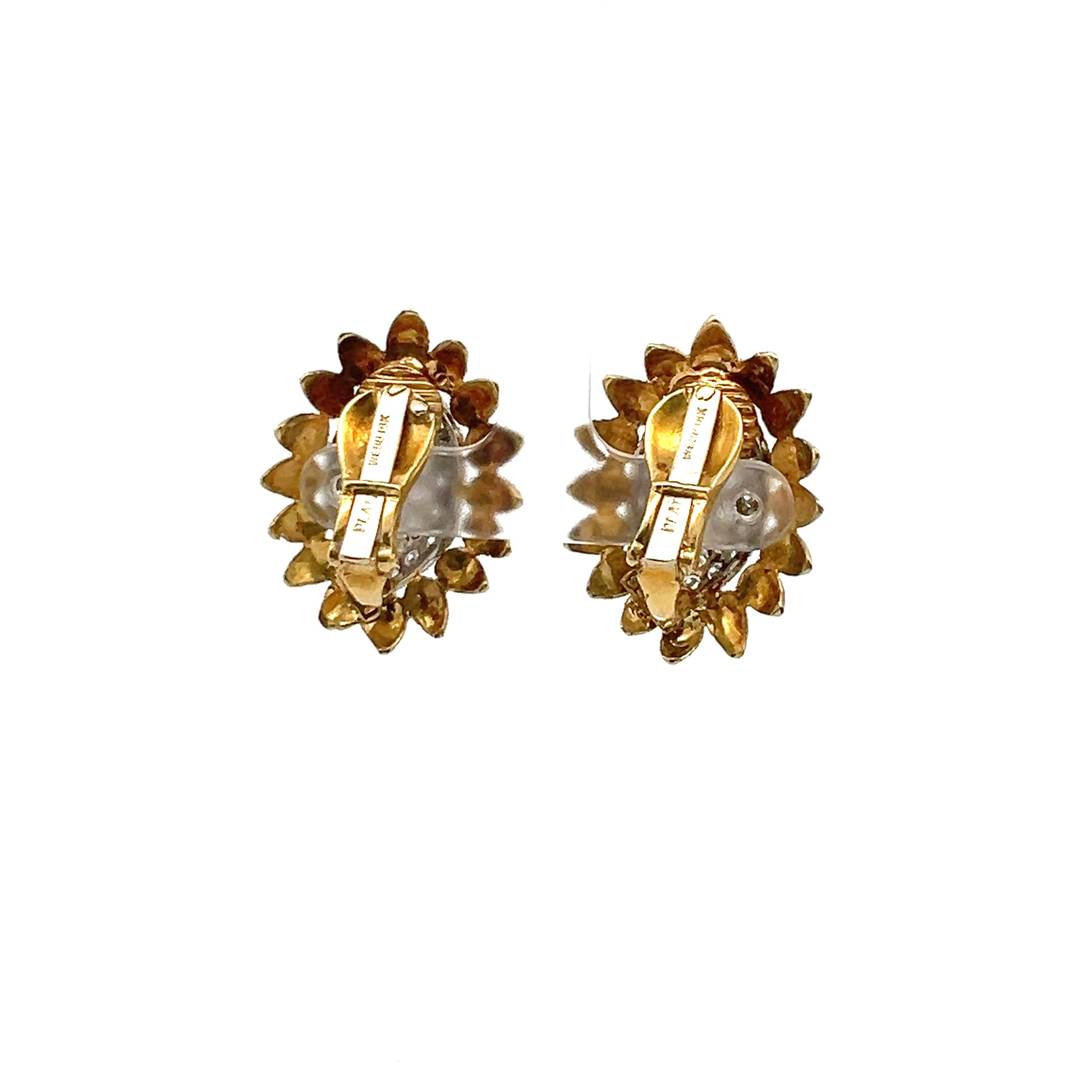 David Webb 2.65 Carat Round Brilliant G VS1 Diamond 18 Karat Yellow Gold Clip On Earring