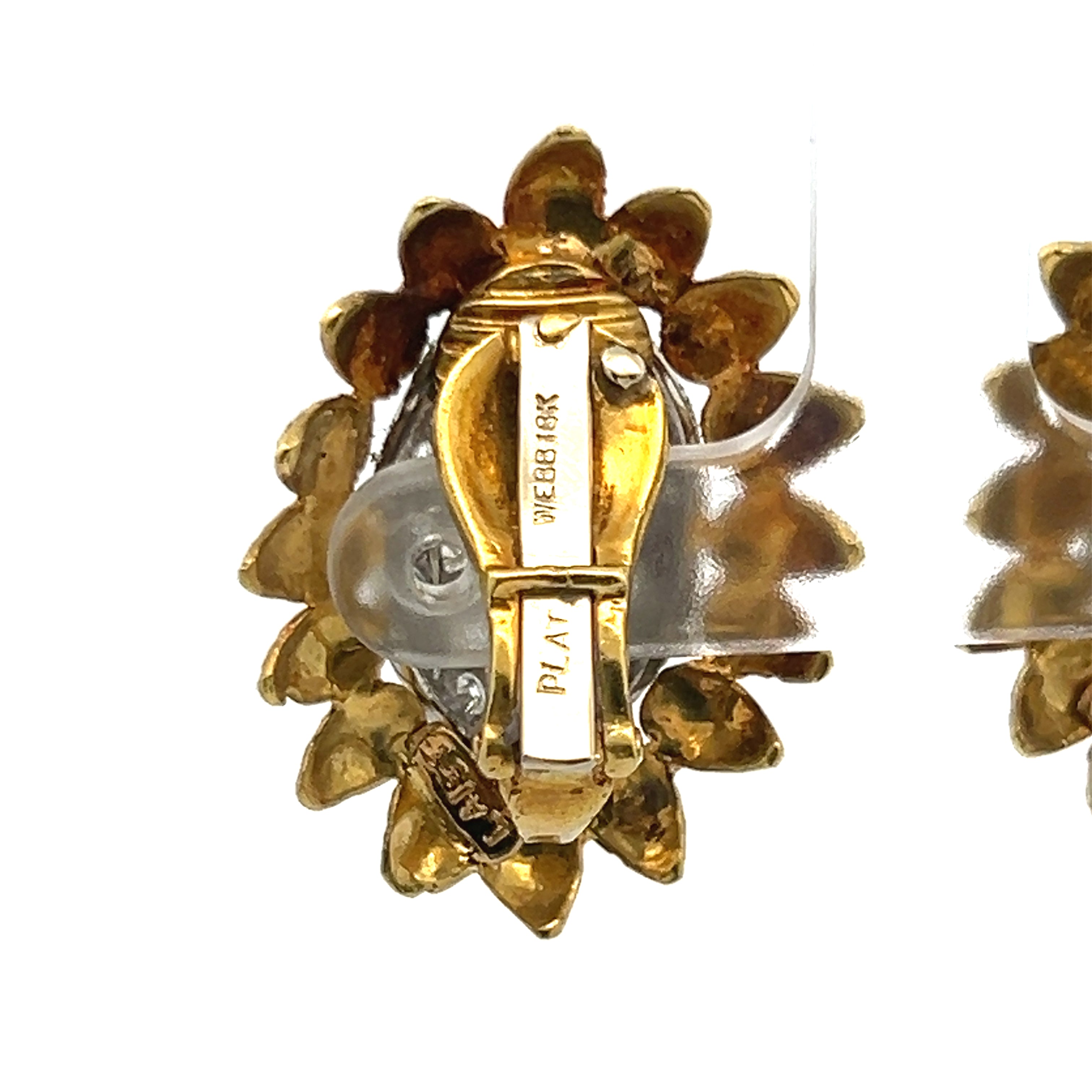 David Webb 2.65 Carat Round Brilliant G VS1 Diamond 18 Karat Yellow Gold Clip On Earring