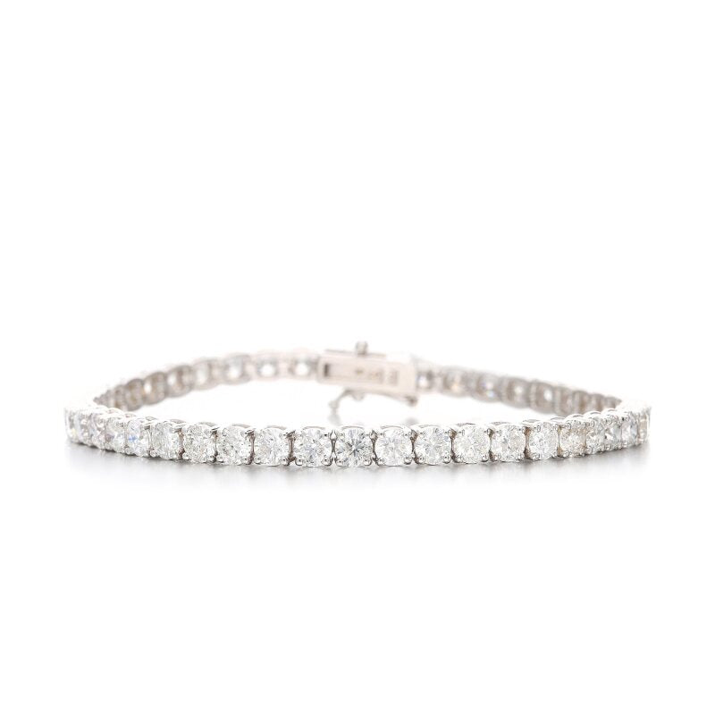 8.97 Carat Round Brilliant Diamond 18 Karat White Gold Tennis Bracelet