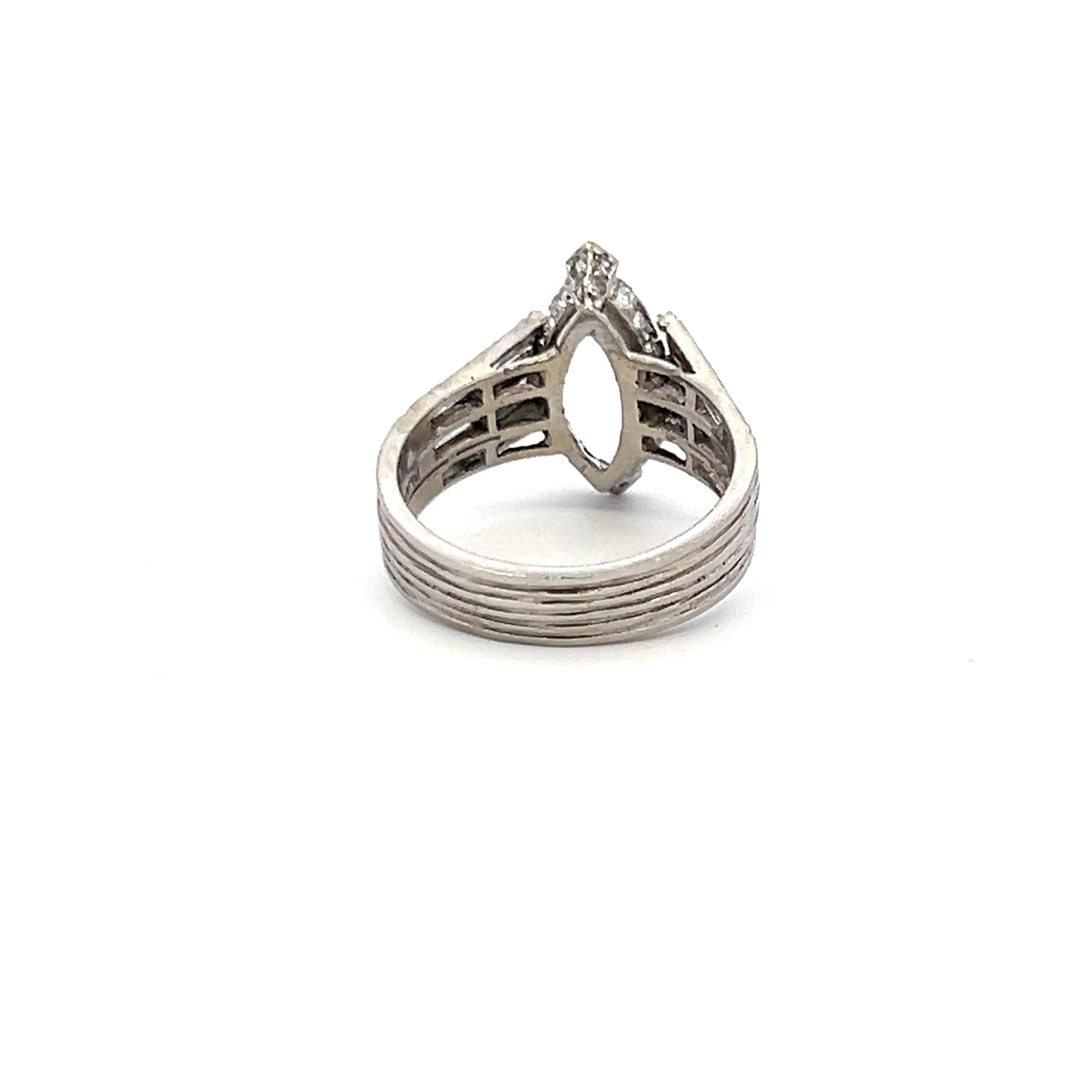 1.52 Carat Baguette and Round Brilliant H SI1 Diamond Platinum Semi Mount Ring