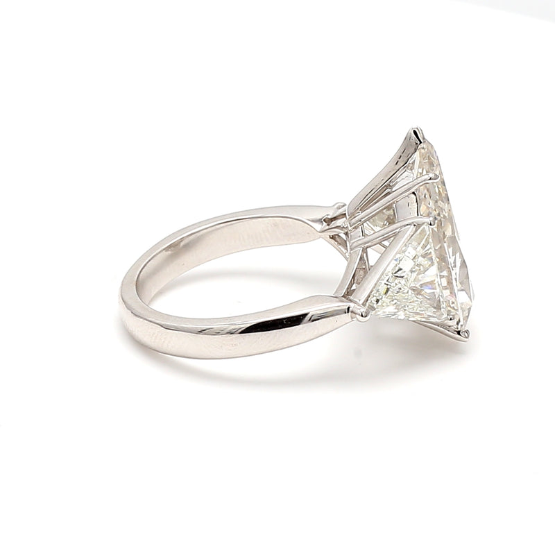 9.03 Carat Pear Shape I IF and Triangular Shape Diamond 18K WG Engagement Ring