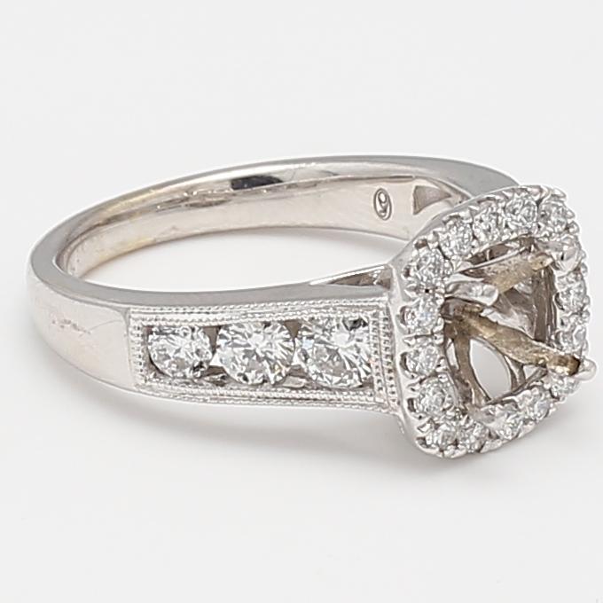 1.50 Carat Round Brilliant G SI Diamond 14 Karat White Gold Semi Mount Ring