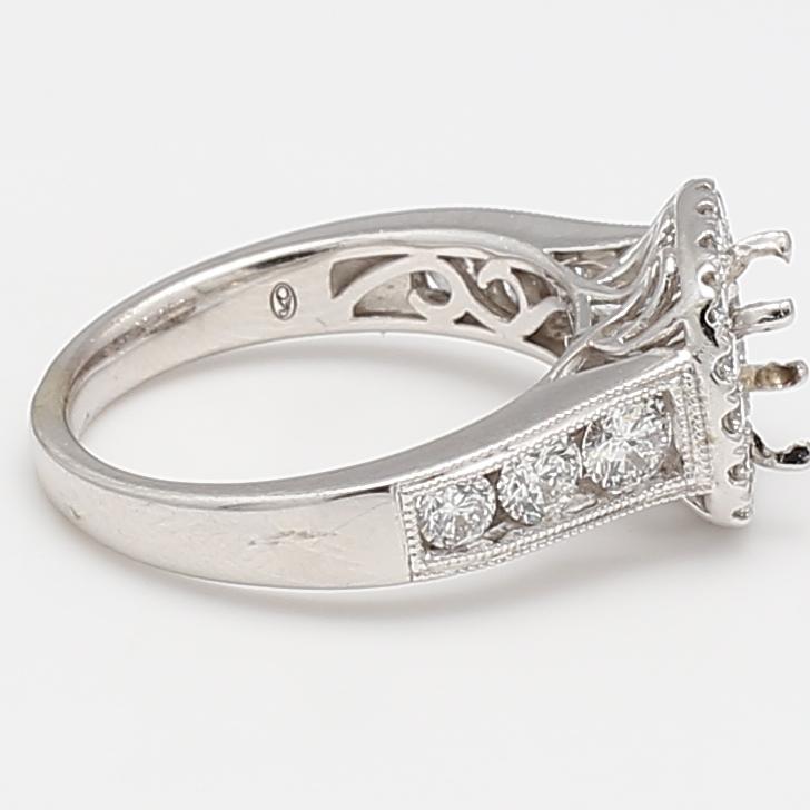 1.50 Carat Round Brilliant G SI Diamond 14 Karat White Gold Semi Mount Ring