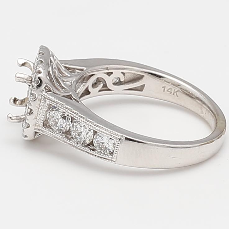 1.50 Carat Round Brilliant G SI Diamond 14 Karat White Gold Semi Mount Ring