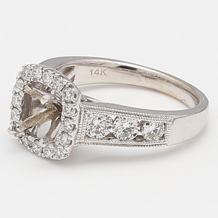 1.50 Carat Round Brilliant G SI Diamond 14 Karat White Gold Semi Mount Ring