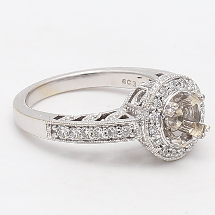 0.60 Carat Round Brilliant H VS1 Diamond 14 Karat White Gold Semi Mount Ring