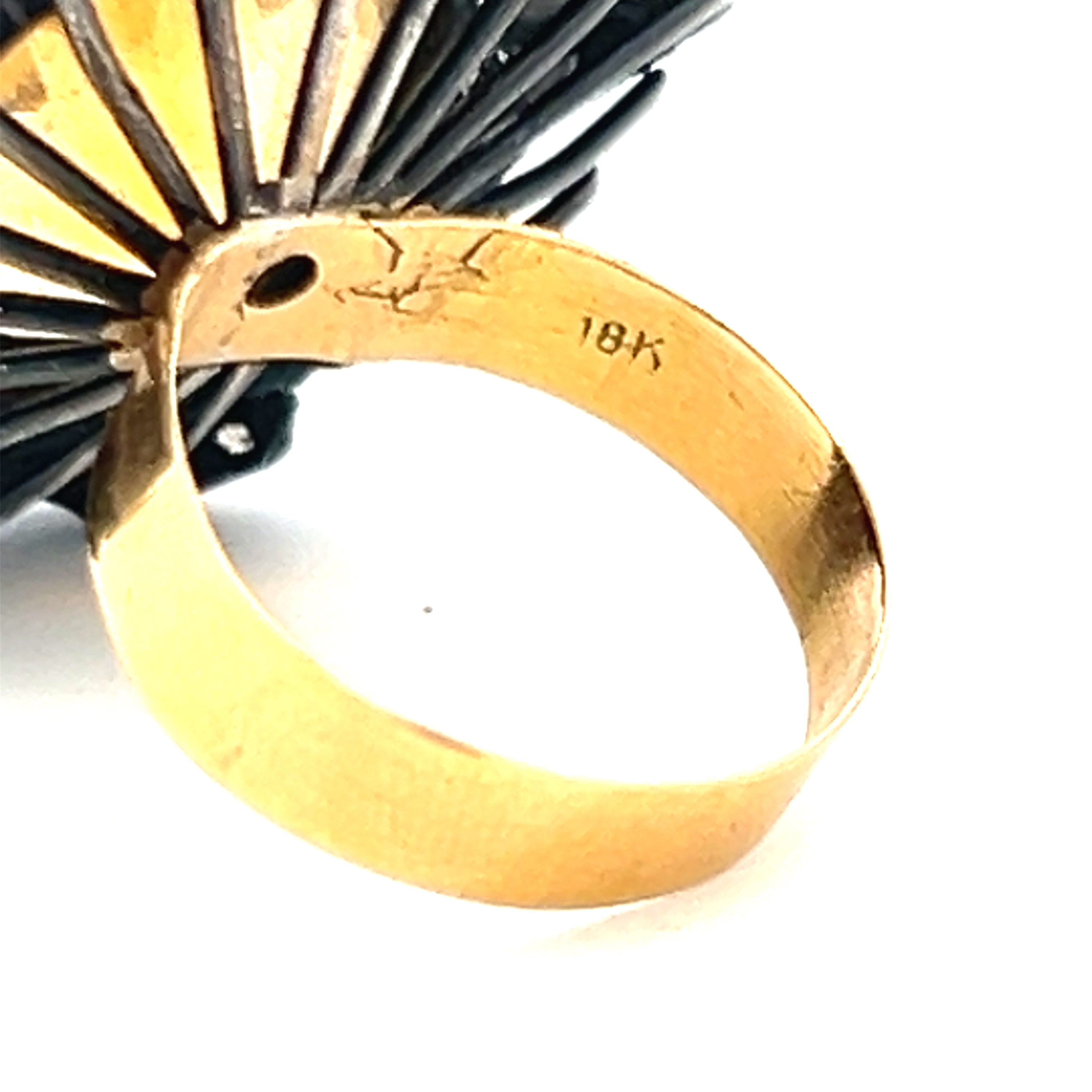 32.00 Carat Citrine 0.50 Carat Round Diamond 18K Yellow Gold/Silver Gems Stone Ring