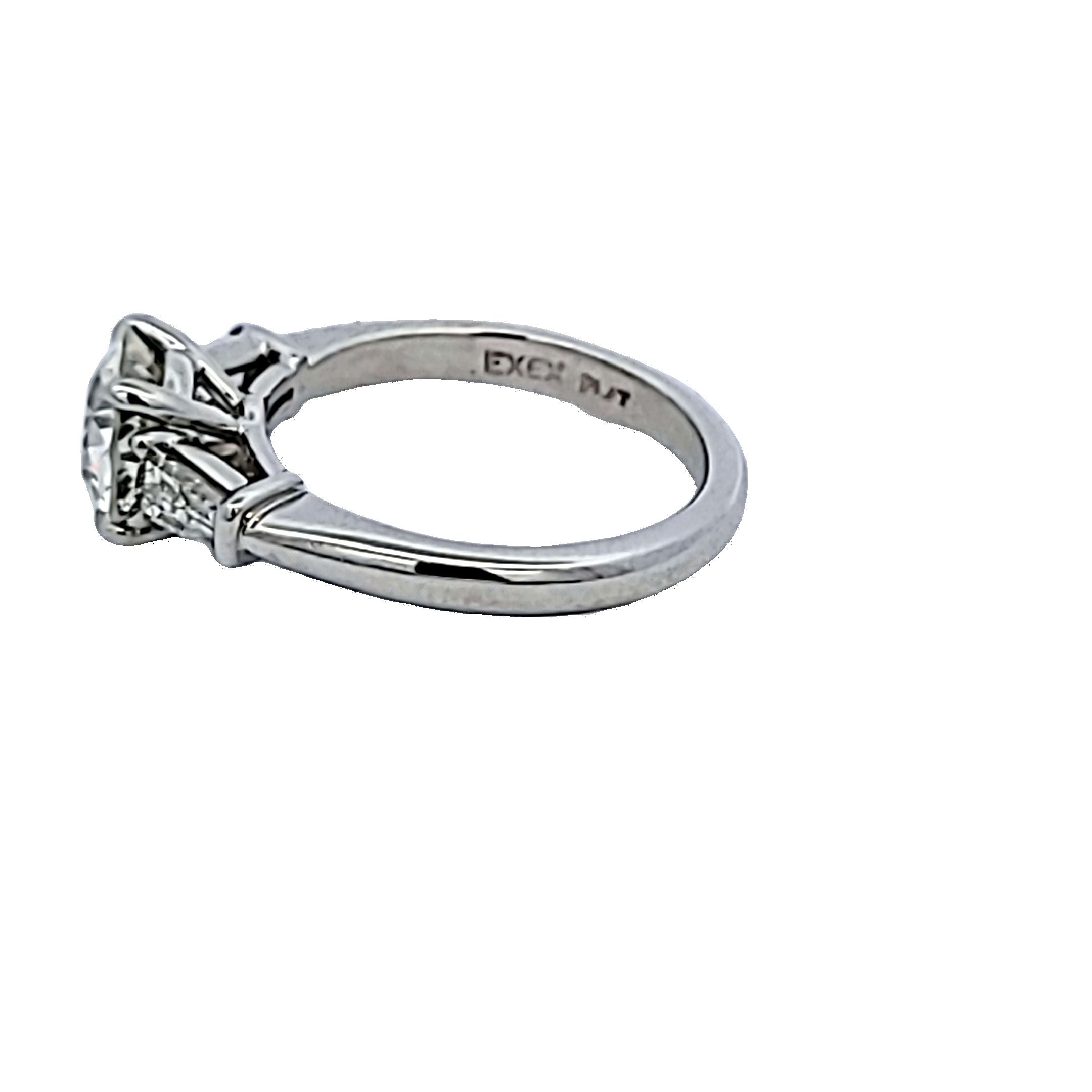 1.87 Carat Old European and Tapered Baguette Diamond Platinum Engagement Ring