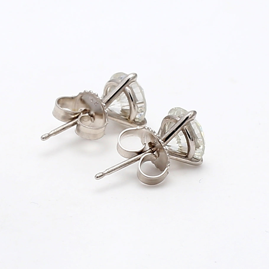 3.04 Carat Round Brilliant H I1 Diamond 14 Karat White Gold Stud Earrings