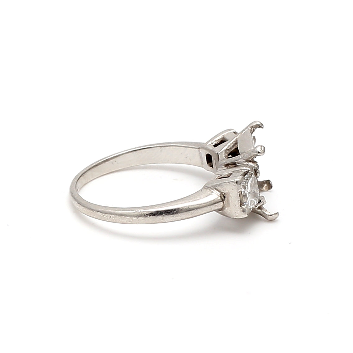 1.00 Carat Princess Cut I SI1 Diamond Platinum Semi Mount Ring