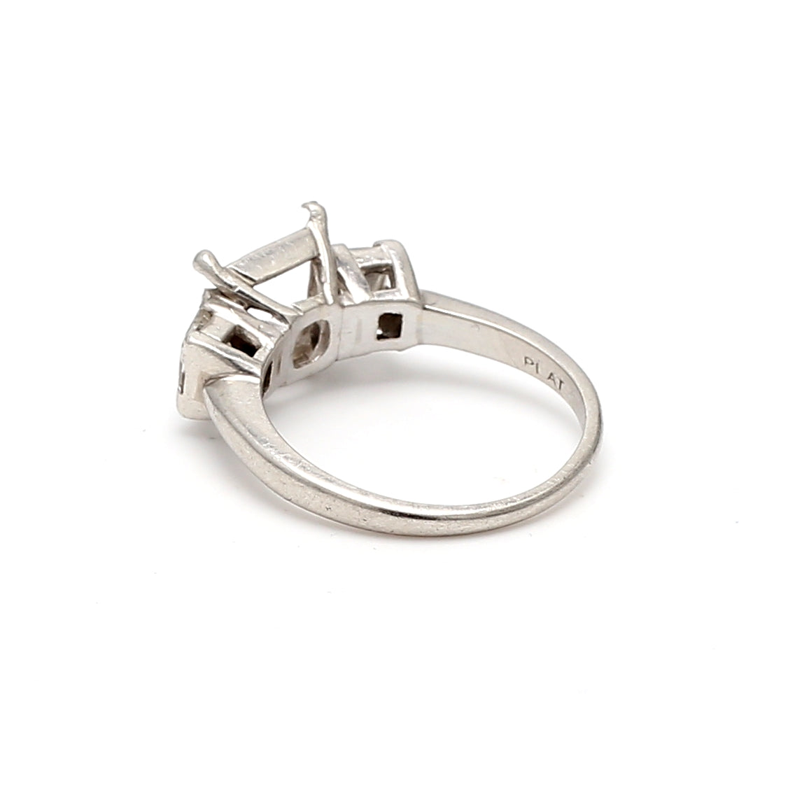 1.00 Carat Princess Cut I SI1 Diamond Platinum Semi Mount Ring