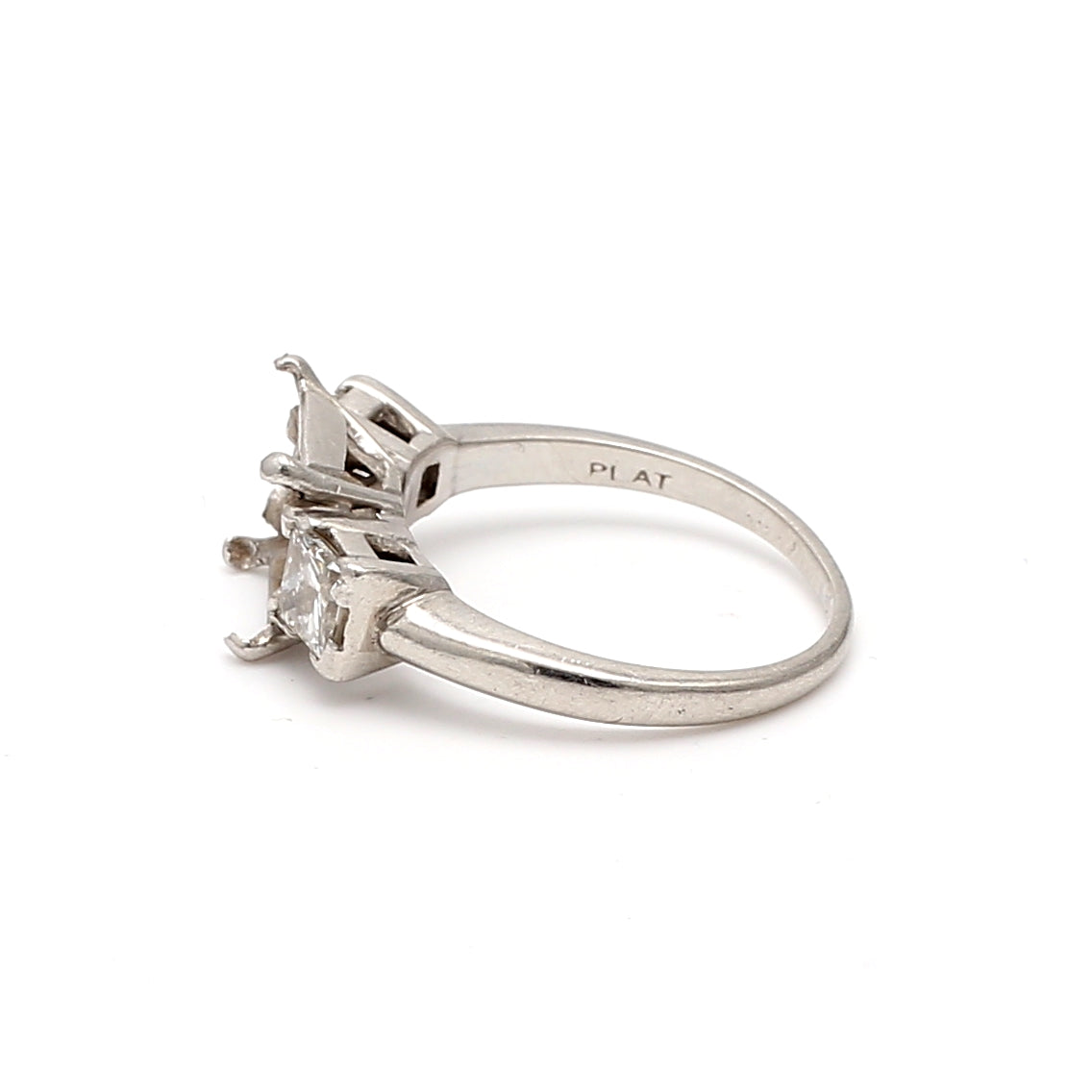 1.00 Carat Princess Cut I SI1 Diamond Platinum Semi Mount Ring