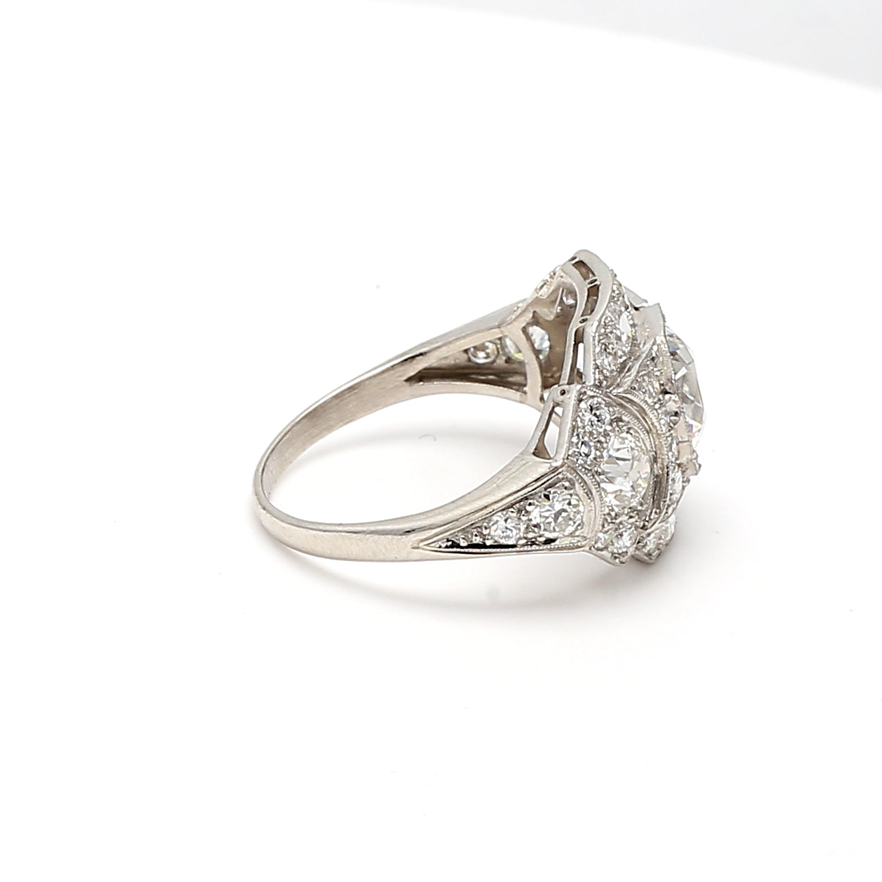3.63 Carat Old European Cut H-G SI1-VS1 Diamond Platinum Engagement Ring