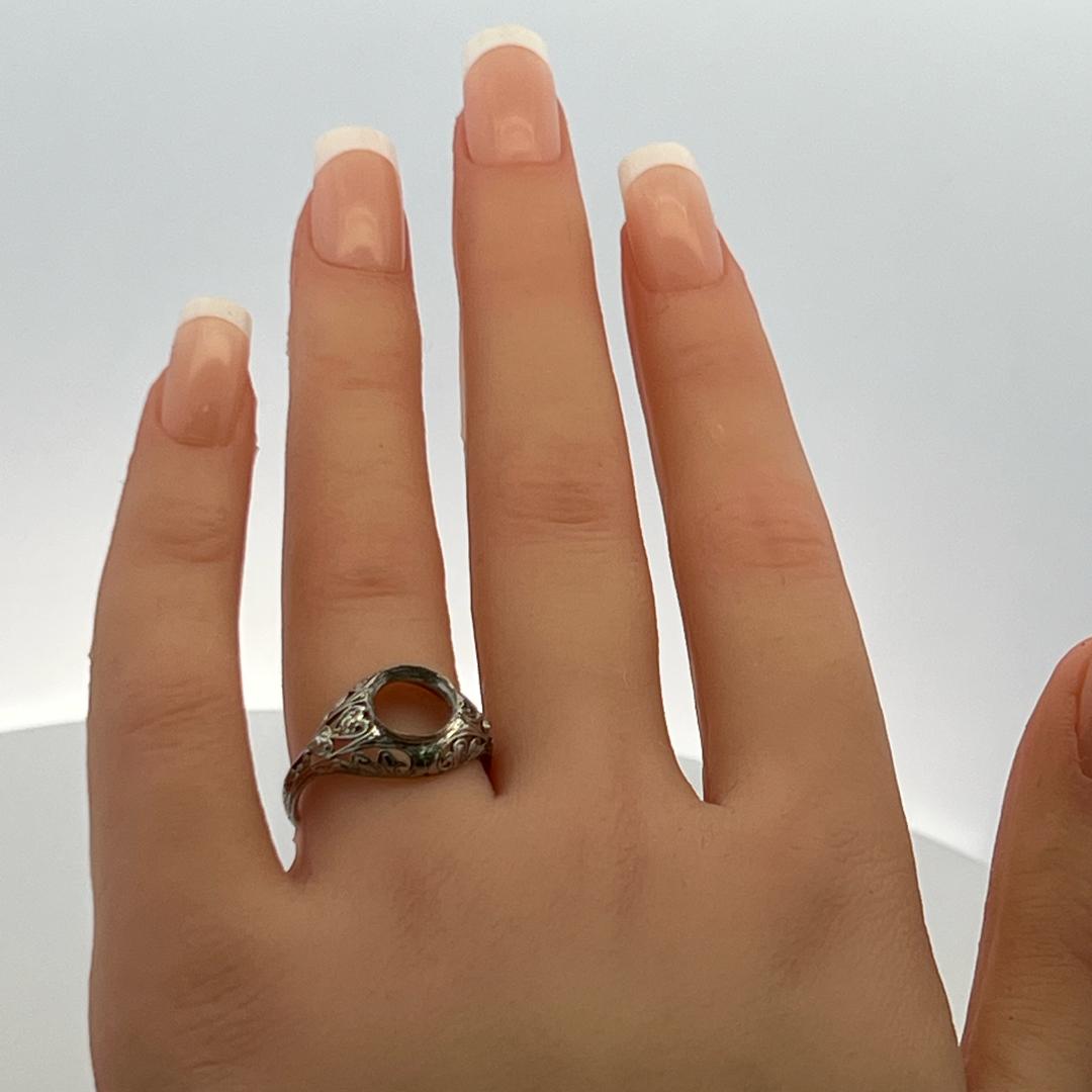 0.06 Carat Old European Cut J SI1 Diamond Platinum Semi Mount Ring
