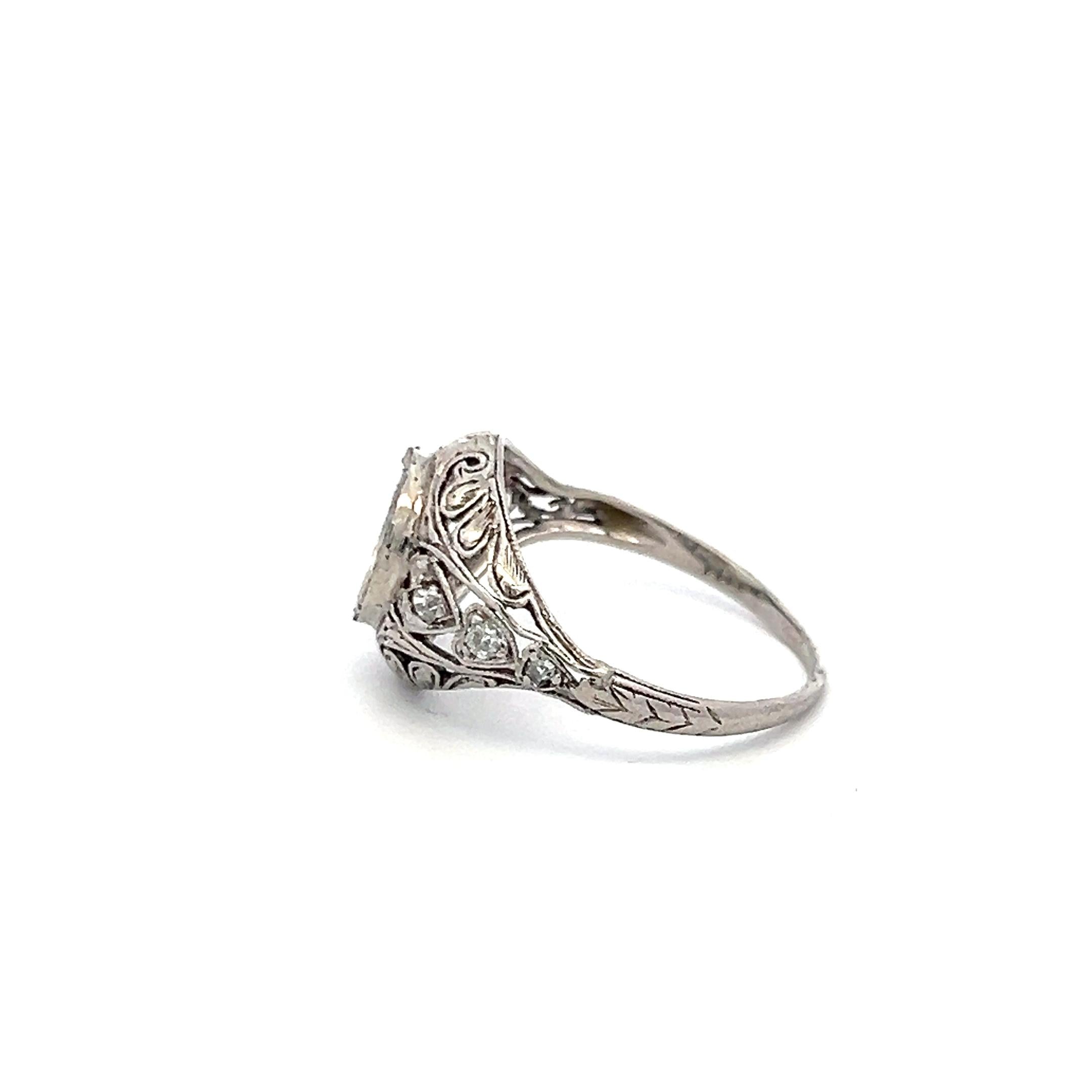 0.06 Carat Old European Cut J SI1 Diamond Platinum Semi Mount Ring