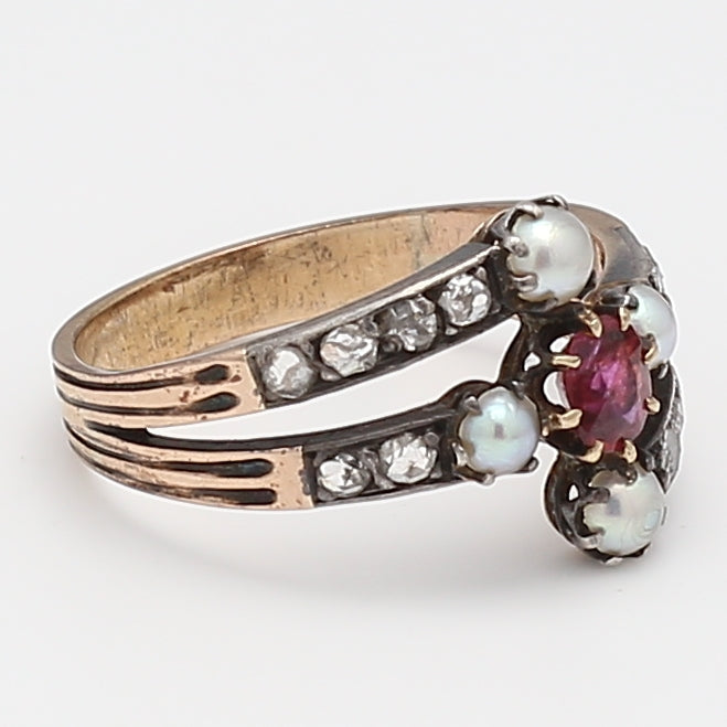 0.60 Carat Round Ruby 14 Karat Yellow Gold Gems Stone Ring