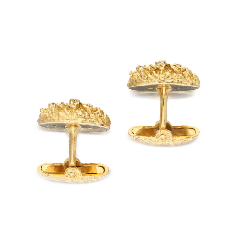 0.35 Carat Circular Brilliant Cut H VS1 Diamond 14 Karat Yellow Gold Cufflinks