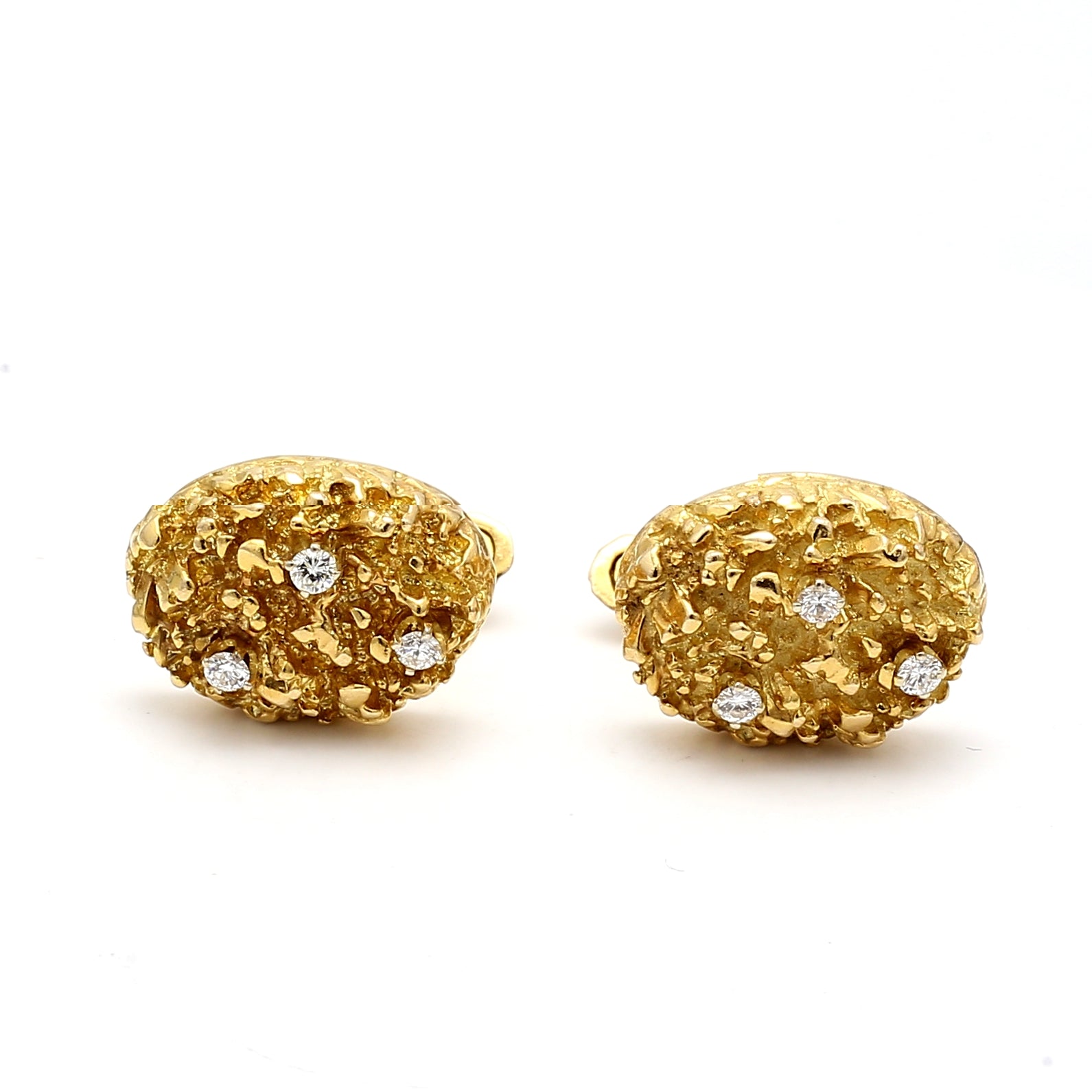 0.35 Carat Circular Brilliant Cut H VS1 Diamond 14 Karat Yellow Gold Cufflinks