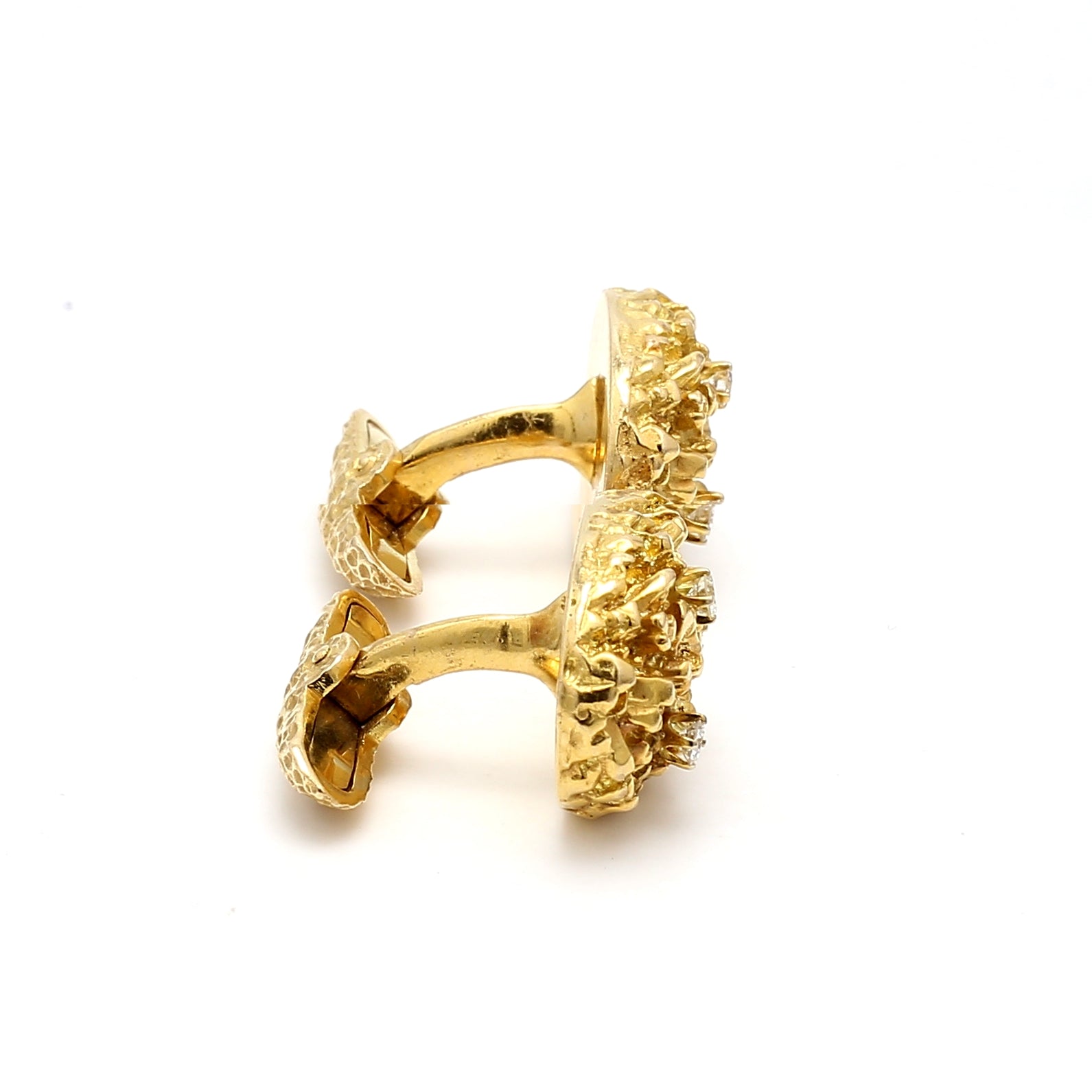 0.35 Carat Circular Brilliant Cut H VS1 Diamond 14 Karat Yellow Gold Cufflinks