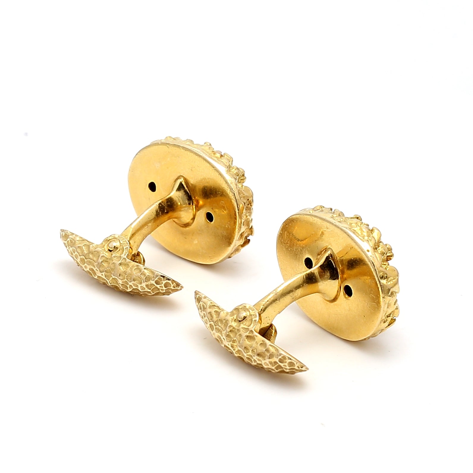 0.35 Carat Circular Brilliant Cut H VS1 Diamond 14 Karat Yellow Gold Cufflinks