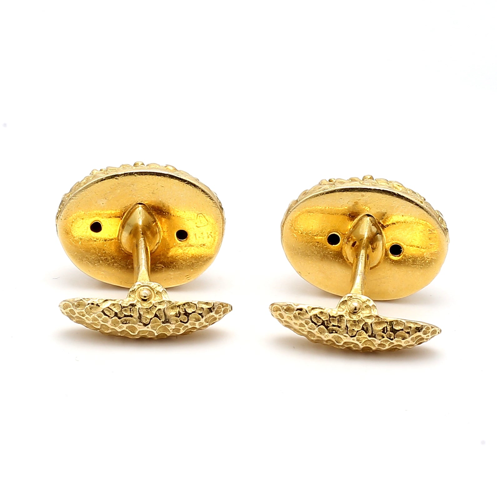 0.35 Carat Circular Brilliant Cut H VS1 Diamond 14 Karat Yellow Gold Cufflinks