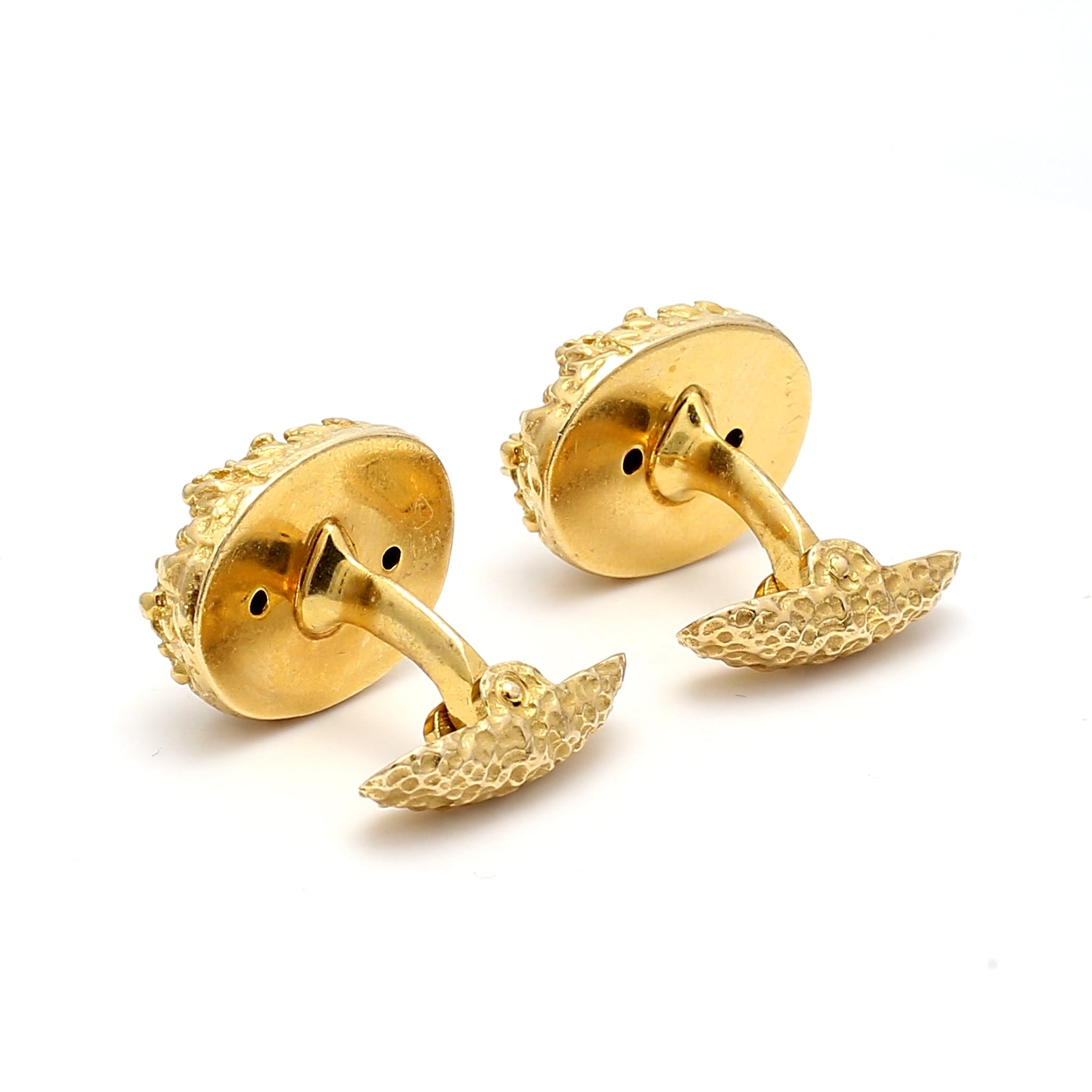 0.35 Carat Circular Brilliant Cut H VS1 Diamond 14 Karat Yellow Gold Cufflinks