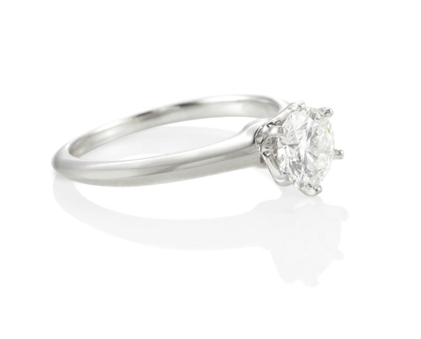 Tiffany & Co 1.30 Carat Round Brilliant G VVS2 Diamond Platinum Engagement Ring
