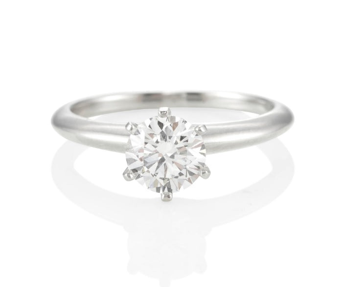 Tiffany & Co 1.30 Carat Round Brilliant G VVS2 Diamond Platinum Engagement Ring