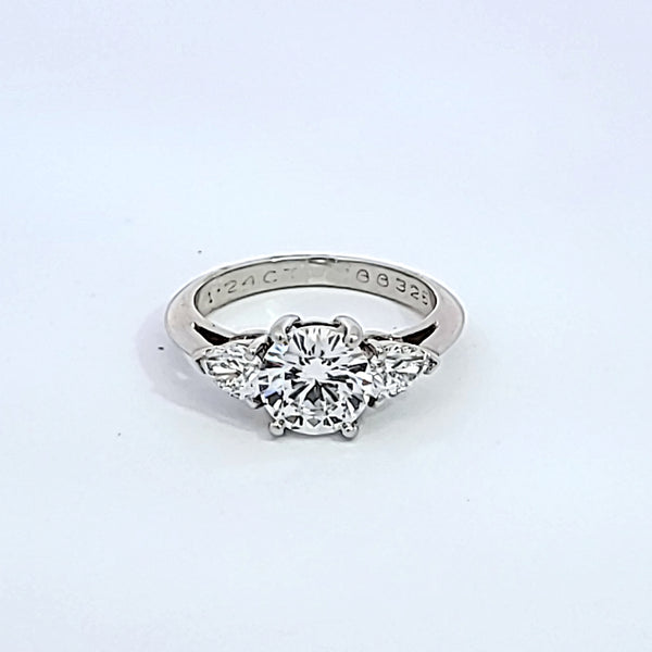 Tiffany and Co 1.64 Carat Round Brilliant E-VS1 Diamond Platinum Engagement Ring
