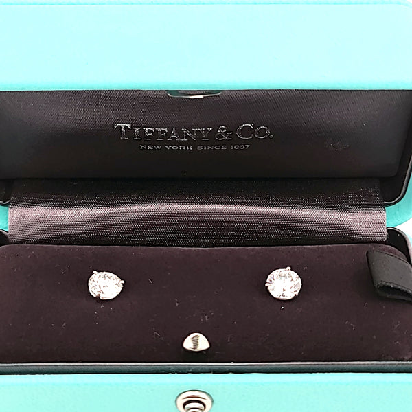 Tiffany and Co 2.18 Carat Round Brilliant E-VVS2 Diamond Platinum Stud Earring