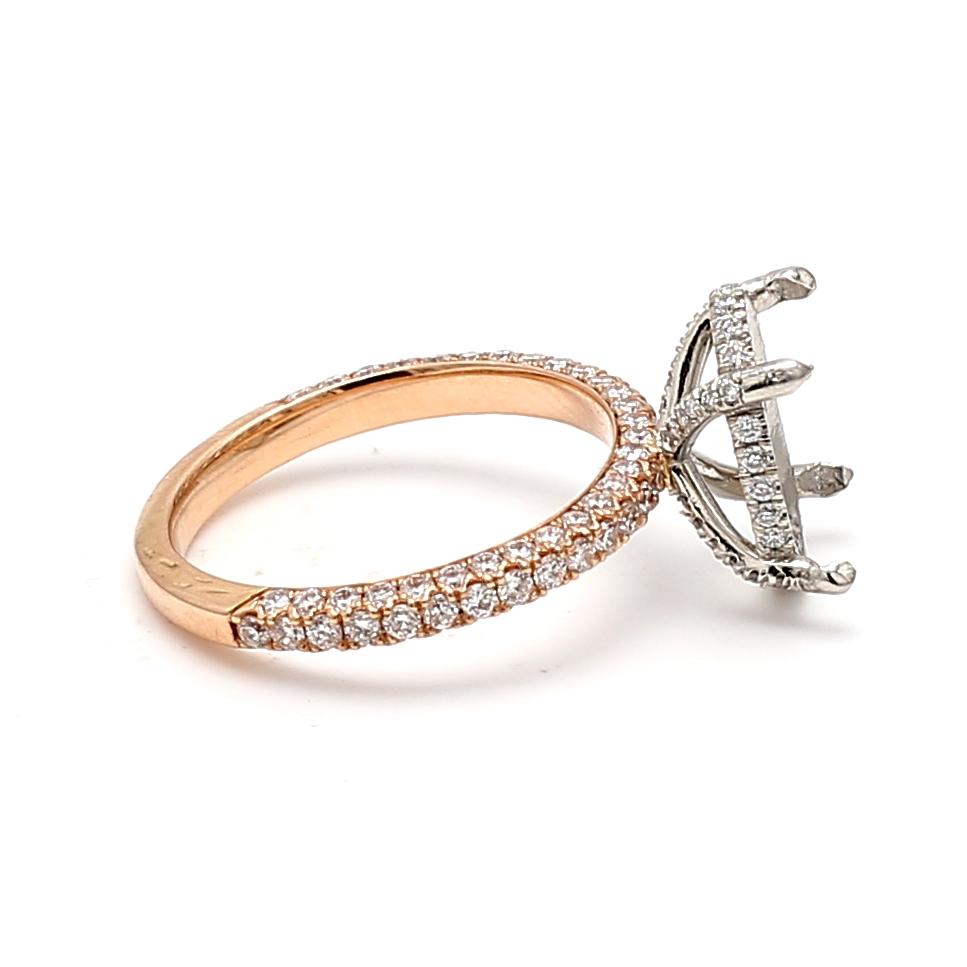 2.18 Carat Round Brilliant H SI1 Diamond 14 Karat Rose Gold Semi Mount Ring