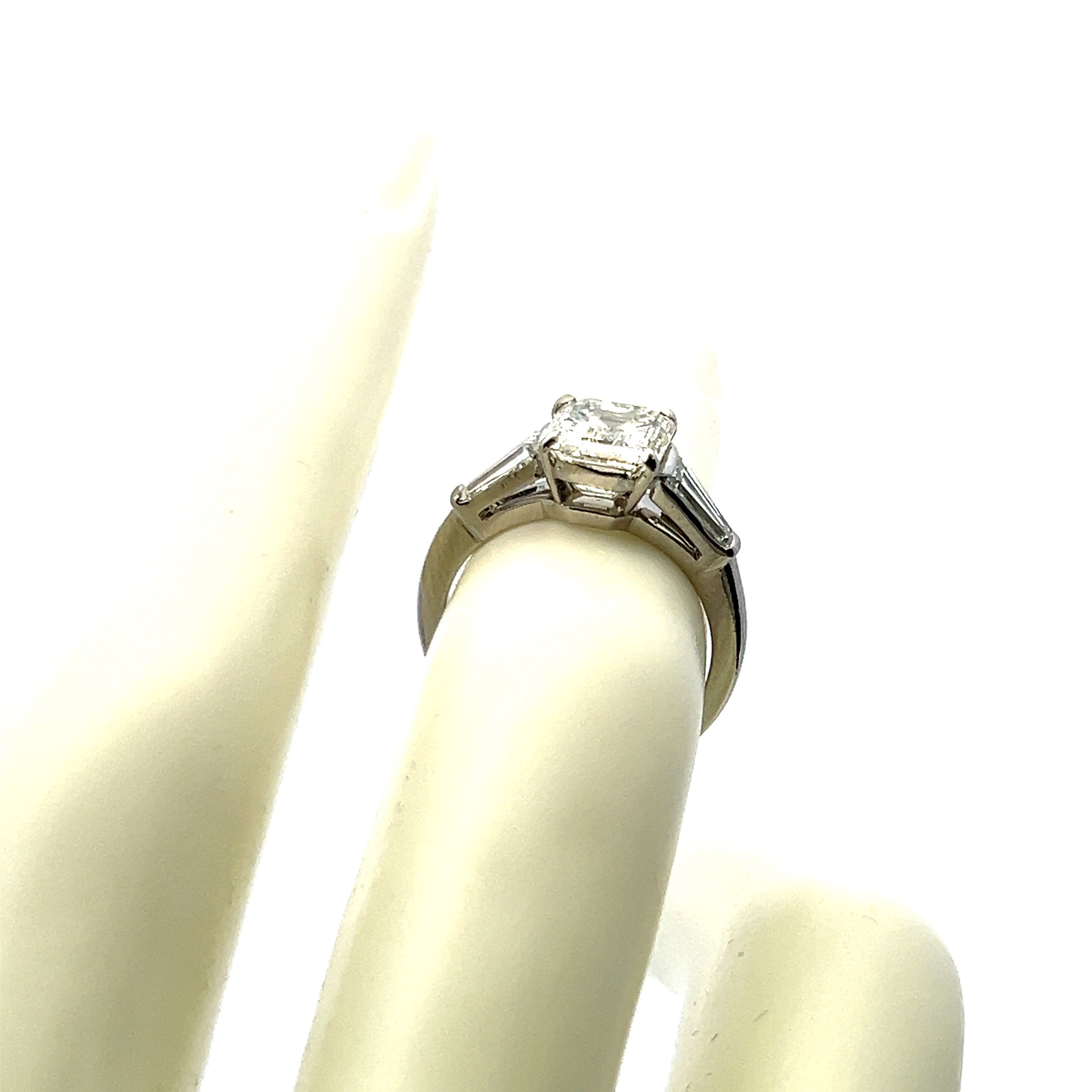 2.40 Carat Emerald and Baguette Shape Diamond Platinum Engagement Ring