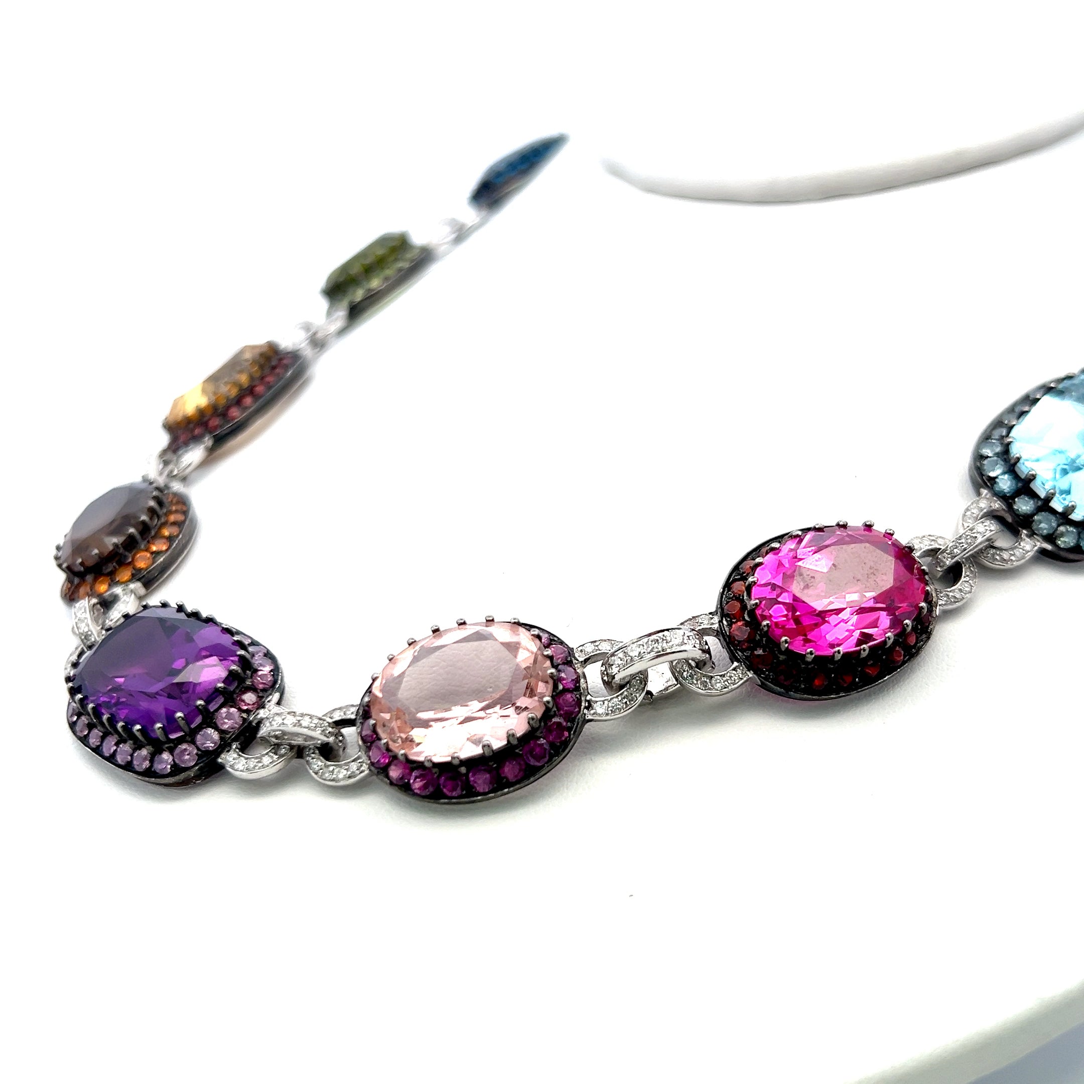 3.00 Carat Round Brilliant Diamond 18K White Gold Gems Stone Necklace