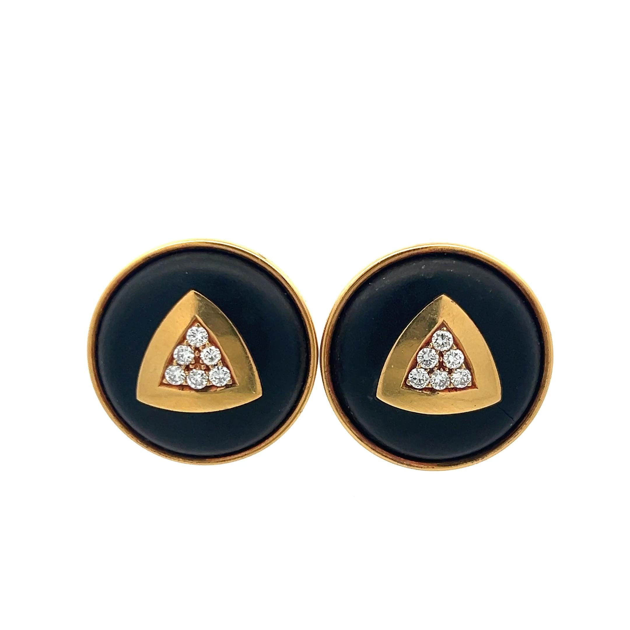 Leo Vroom 0.60 Carat Round Brilliant Diamond 18K Yellow Gold Clip On Earrings