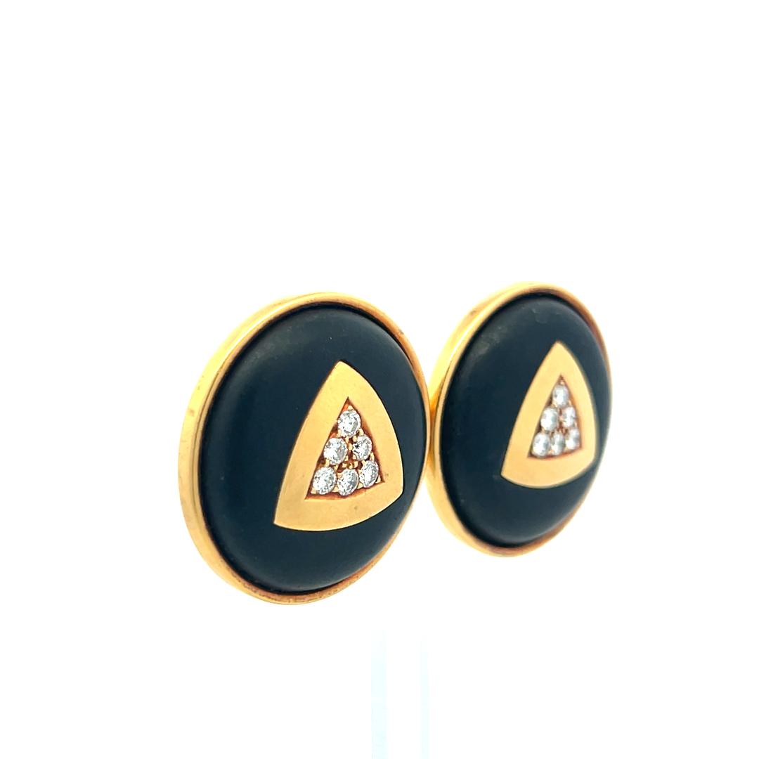 Leo Vroom 0.60 Carat Round Brilliant Diamond 18K Yellow Gold Clip On Earrings