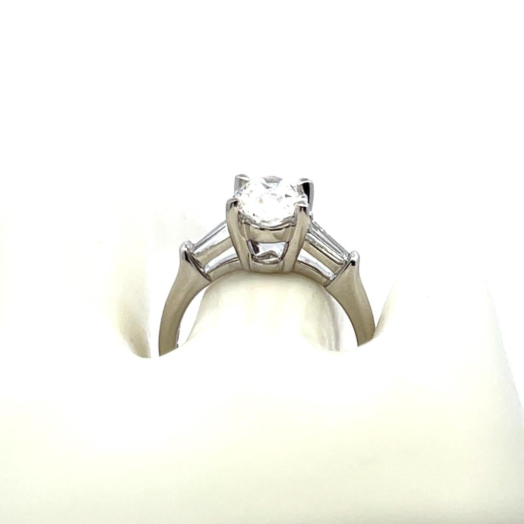 2.25 Carat Oval and Baguette Lab-Grown Diamond 14K White Gold Engagement Ring