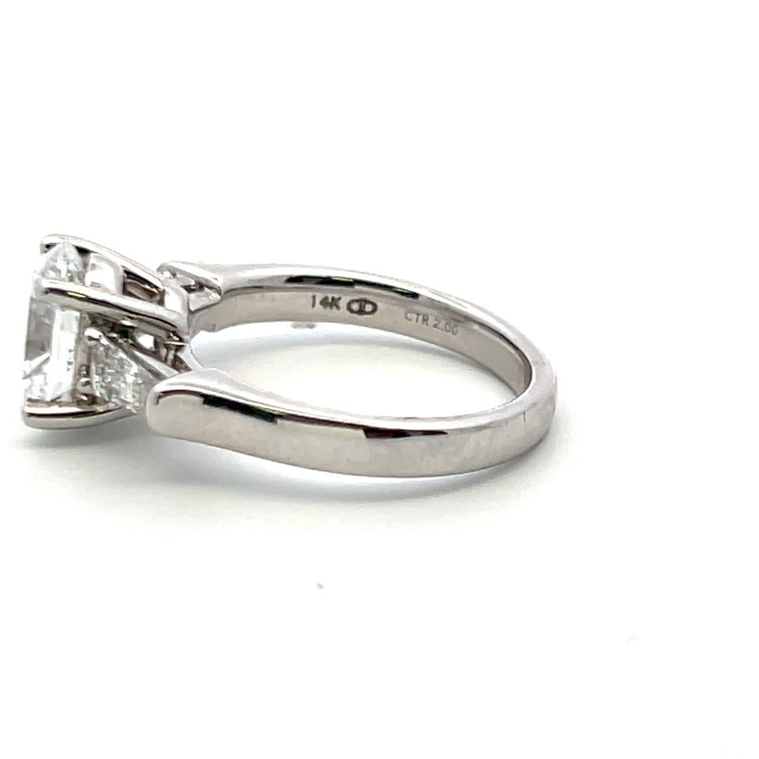 2.25 Carat Oval and Baguette Lab-Grown Diamond 14K White Gold Engagement Ring