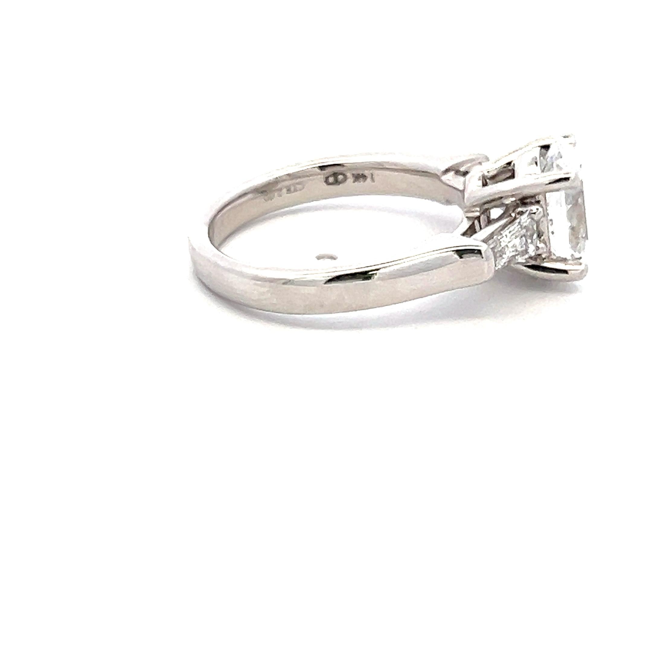 2.25 Carat Oval and Baguette Lab-Grown Diamond 14K White Gold Engagement Ring