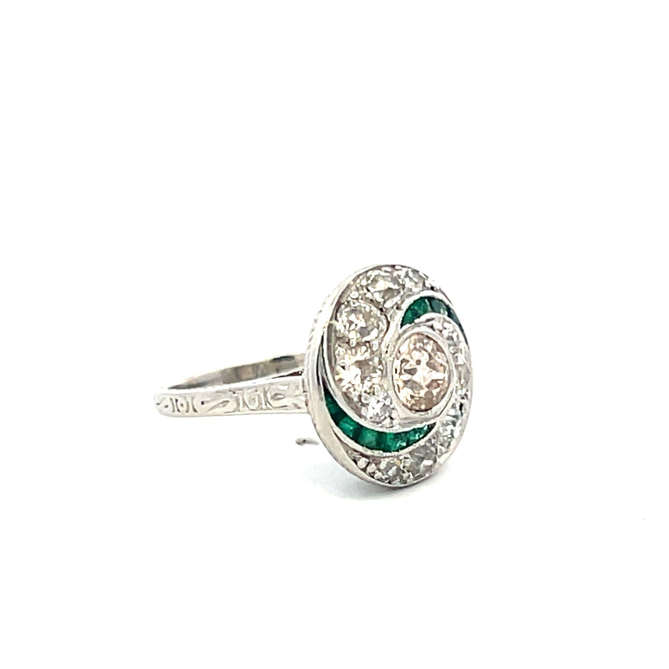 1.22 Carat Old European Cut W-K SI1-SI2 Diamond Platinum Art Deco Ring