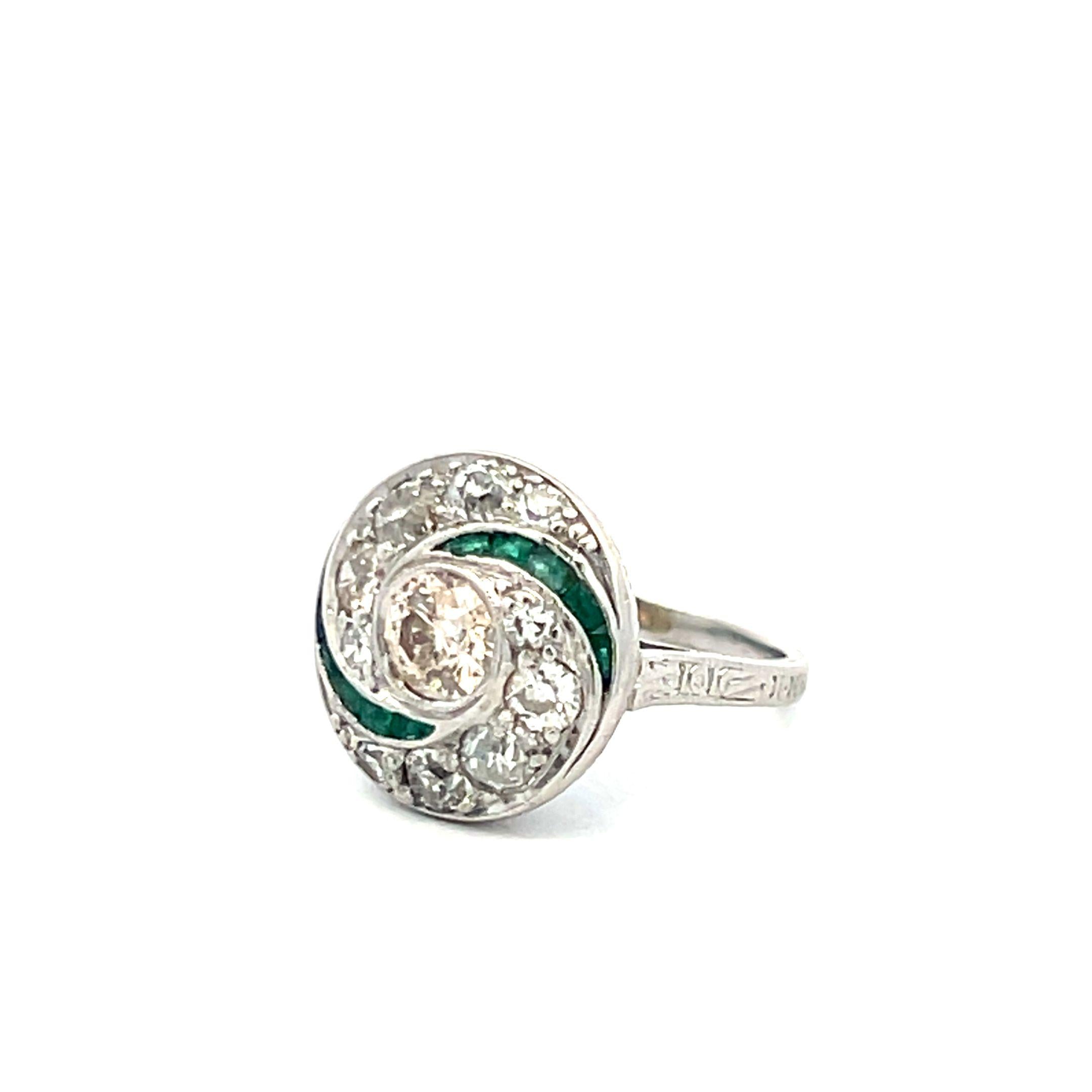 1.22 Carat Old European Cut W-K SI1-SI2 Diamond Platinum Art Deco Ring