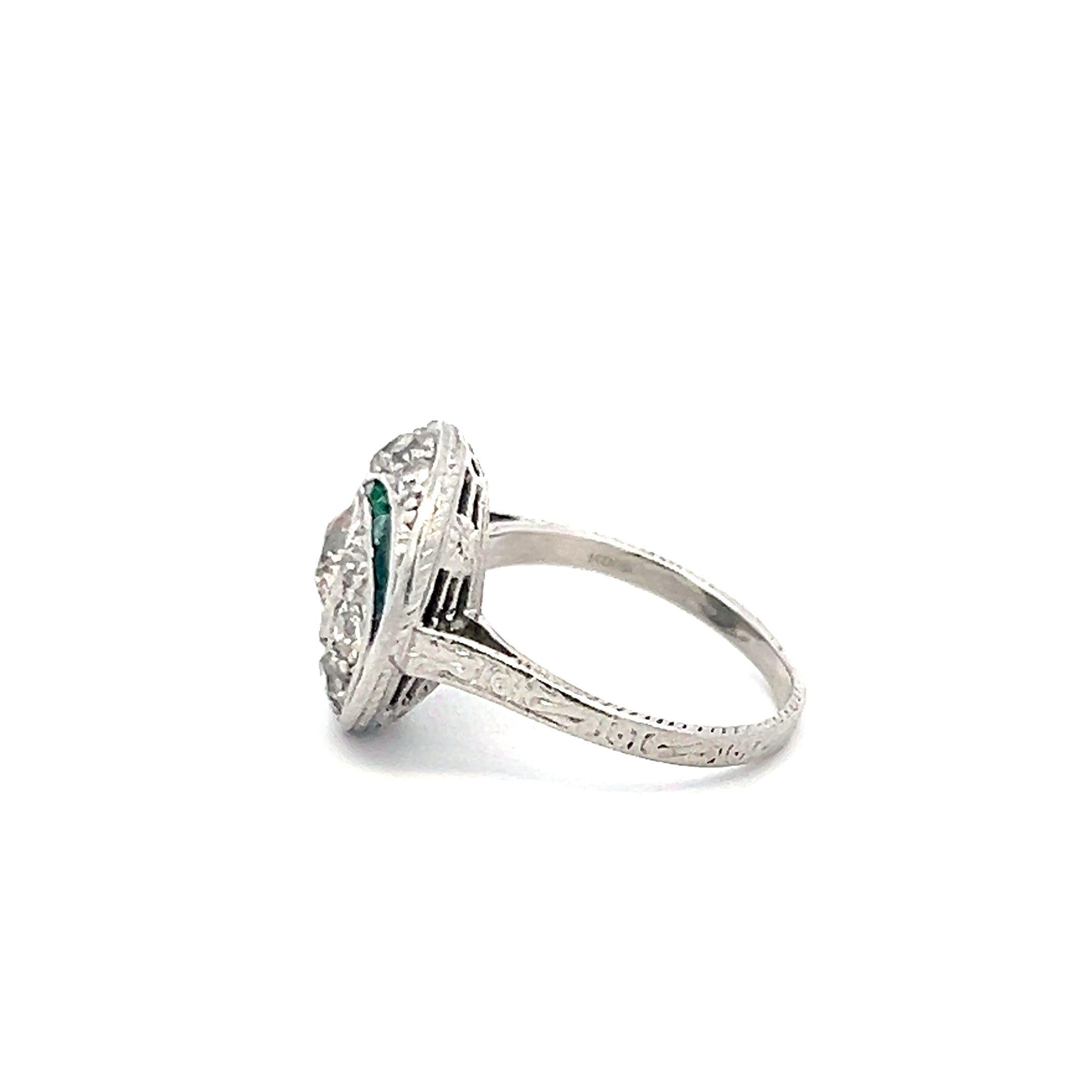 1.22 Carat Old European Cut W-K SI1-SI2 Diamond Platinum Art Deco Ring